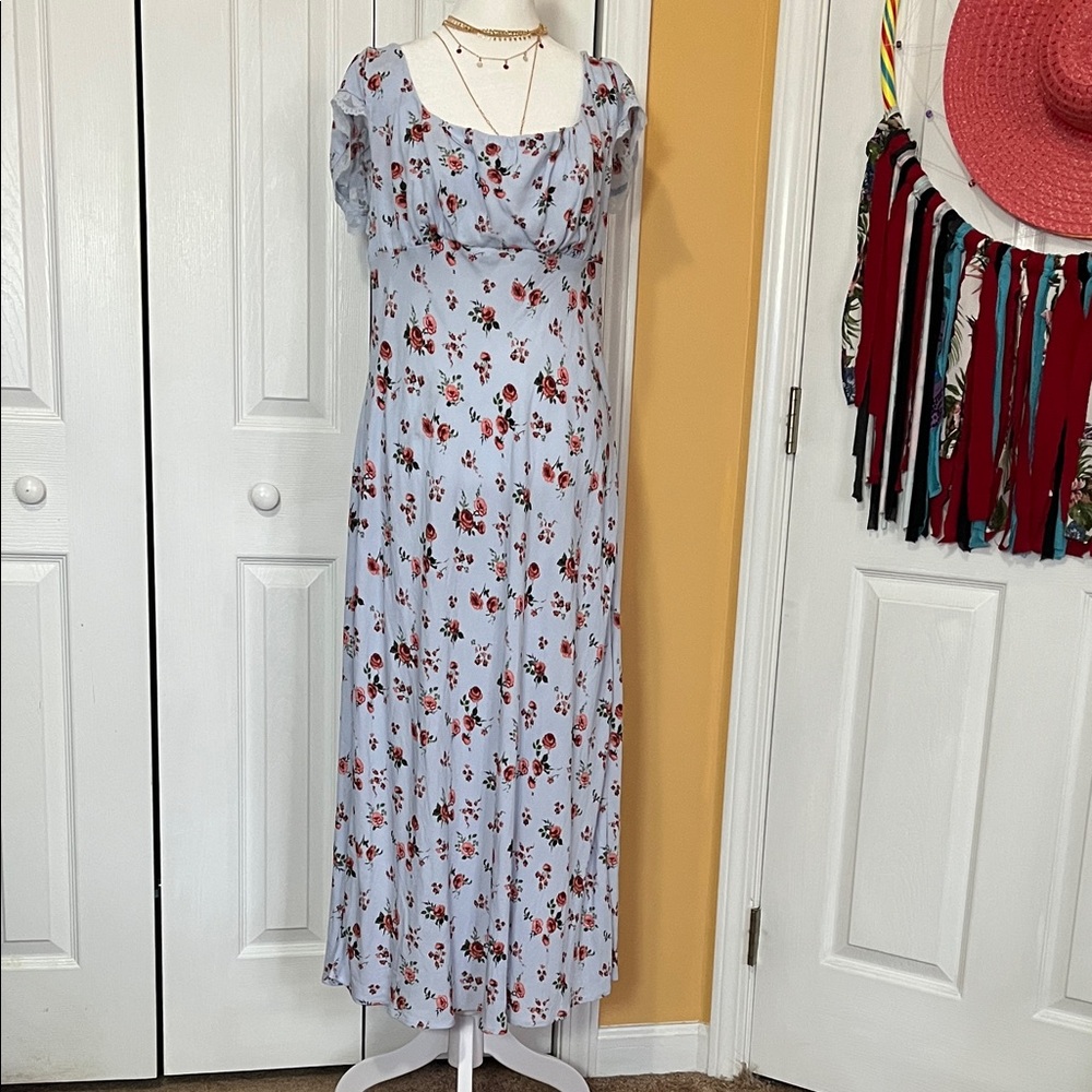 wild fable Light Blue Maxi Dress with Floral Print